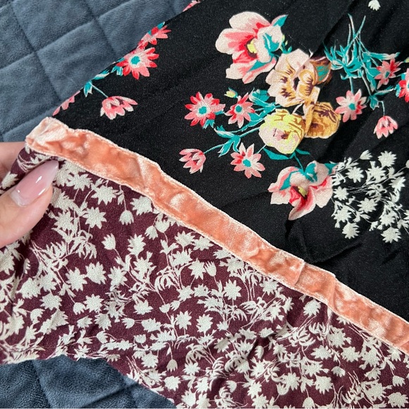 Uncle Frank Dress Women’s Small Medium Floral Sheath Raglan Boho Velvet Trim B17 - Picture 5 of 10